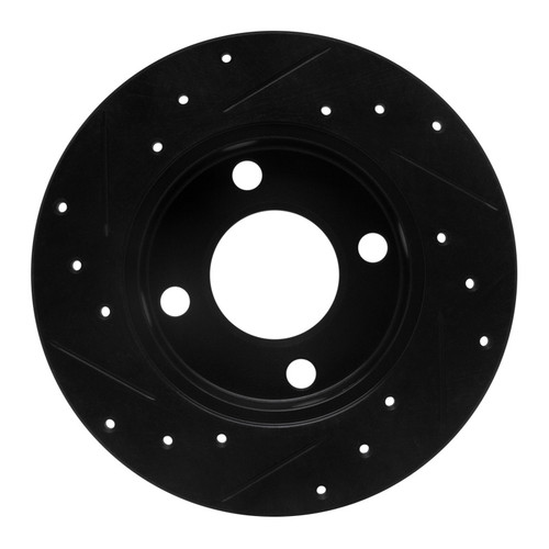 R1 84-95 Audi 90 Quattro Rear Right Drilled & Slotted Black Brake Rotor