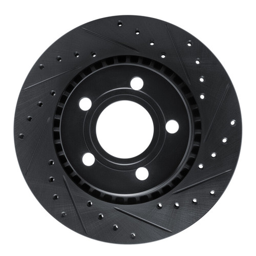 R1 80-86 Audi 5000CS Turbo Quattro Front Right Drilled & Slotted Black Brake Rotor