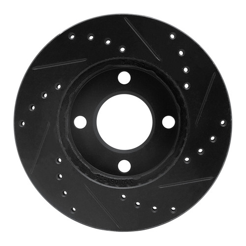 R1 78-92 Audi 80 Front Left Drilled & Slotted Black Brake Rotor