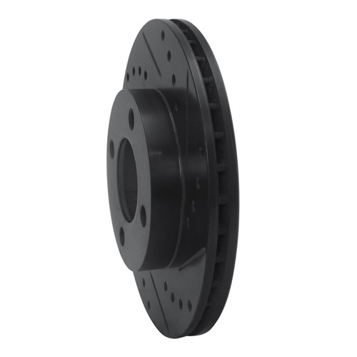 R1 78-92 Audi 80 Front Right Drilled & Slotted Black Brake Rotor