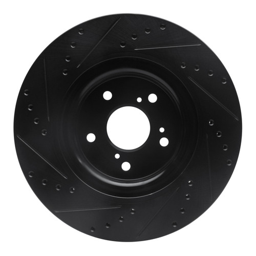 R1 20-22 Honda CR-V Front Right Drilled & Slotted Black Brake Rotor