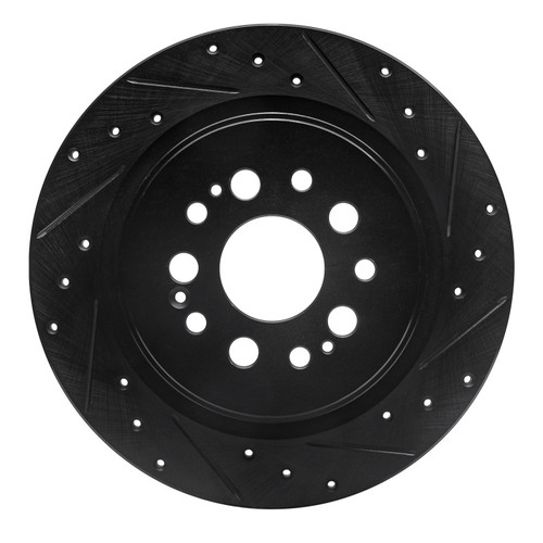 R1 17-25 Acura RDX Rear Right Drilled & Slotted Black Brake Rotor