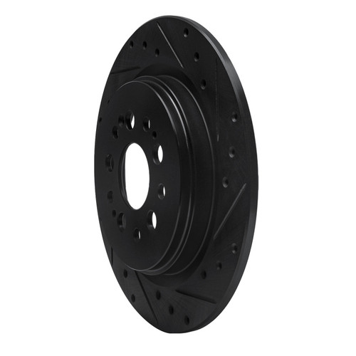 R1 17-25 Acura RDX Rear Right Drilled & Slotted Black Brake Rotor