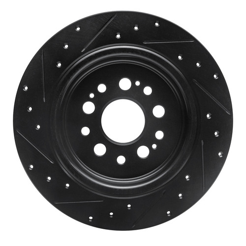 R1 17-25 Acura RDX Rear Right Drilled & Slotted Black Brake Rotor