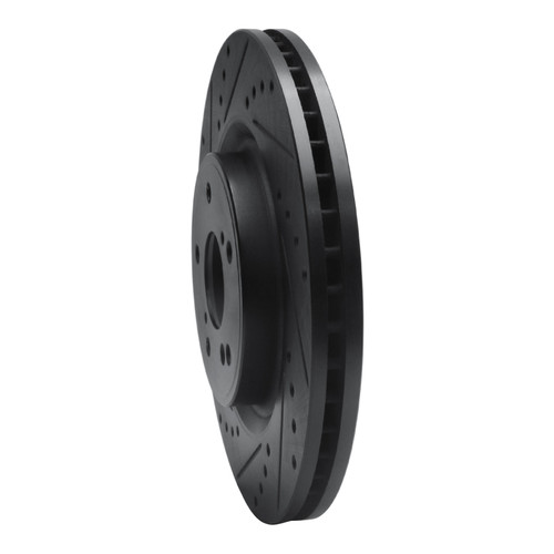 R1 20-22 Honda CR-V Front Left Drilled & Slotted Black Brake Rotor