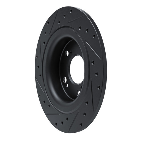 R1 17-25 Acura Integra Rear Right Drilled & Slotted Black Brake Rotor