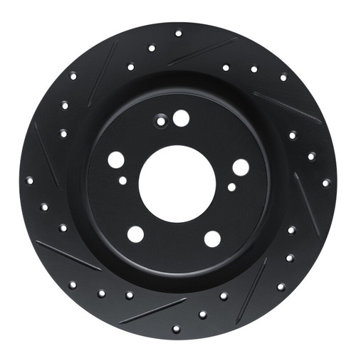 R1 17-25 Acura Integra Rear Left Drilled & Slotted Black Brake Rotor