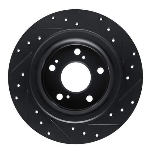 R1 17-25 Acura Integra Rear Left Drilled & Slotted Black Brake Rotor