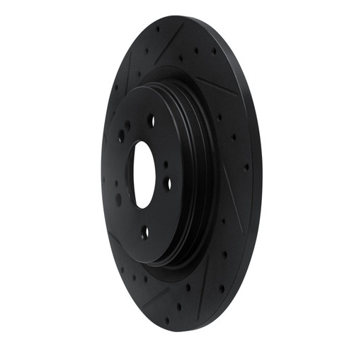 R1 18-25 Honda Odyssey Rear Left Drilled & Slotted Black Brake Rotor