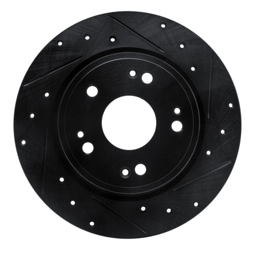 R1 16-16 Honda CR-Z Rear Right Drilled & Slotted Black Brake Rotor