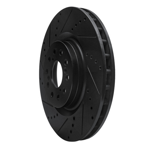 R1 17-25 Acura Integra Front Left Drilled & Slotted Black Brake Rotor