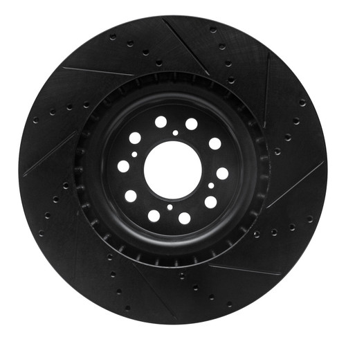 R1 17-25 Acura Integra Front Left Drilled & Slotted Black Brake Rotor