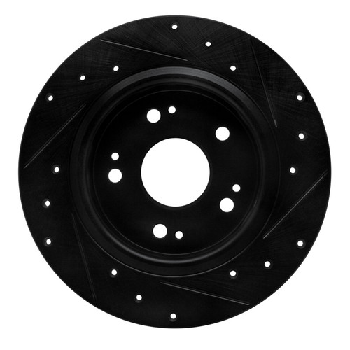 R1 16-16 Honda CR-Z Rear Left Drilled & Slotted Black Brake Rotor
