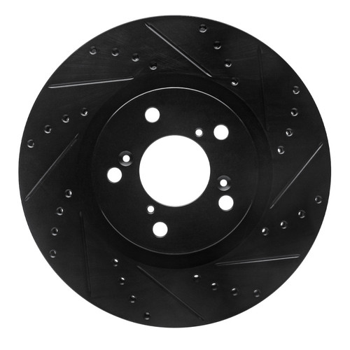 R1 09-14 Acura TL Front Right Drilled & Slotted Black Brake Rotor