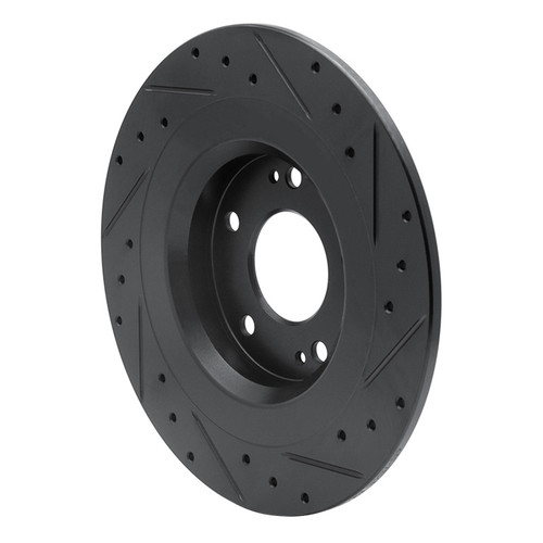 R1 13-25 Mitsubishi Eclipse Cross Rear Left Drilled & Slotted Black Brake Rotor