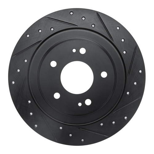R1 13-25 Mitsubishi Eclipse Cross Rear Right Drilled & Slotted Black Brake Rotor