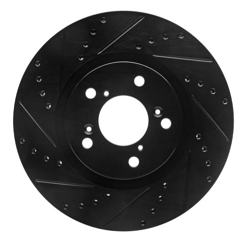 R1 09-14 Acura TL Front Left Drilled & Slotted Black Brake Rotor