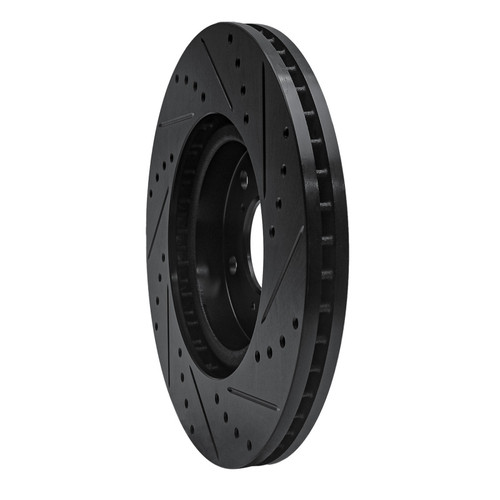 R1 09-14 Acura TL Front Left Drilled & Slotted Black Brake Rotor