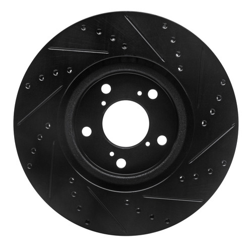 R1 09-14 Acura TL Front Left Drilled & Slotted Black Brake Rotor