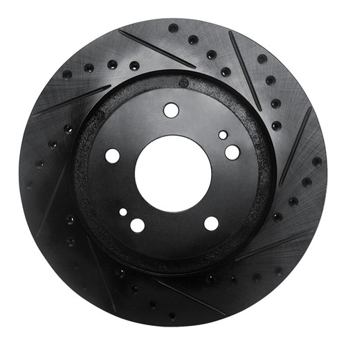 R1 05-22 Mitsubishi Outlander PHEV Front Right Drilled & Slotted Black Brake Rotor