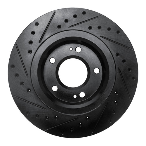 R1 05-22 Mitsubishi Outlander PHEV Front Right Drilled & Slotted Black Brake Rotor