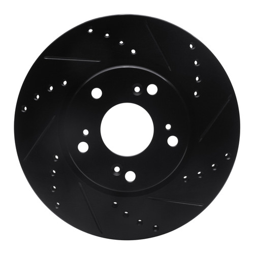 R1 03-17 Acura ILX Front Right Drilled & Slotted Black Brake Rotor