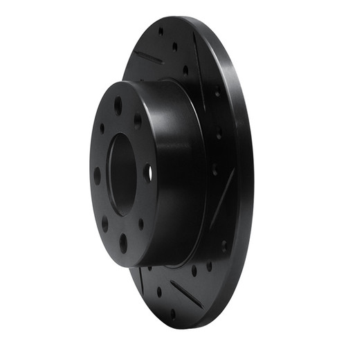 R1 79-83 Honda Civic Front Right Drilled & Slotted Black Brake Rotor