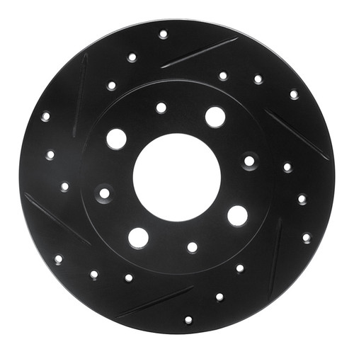 R1 79-83 Honda Civic Hatchback Front Left Drilled & Slotted Black Brake Rotor