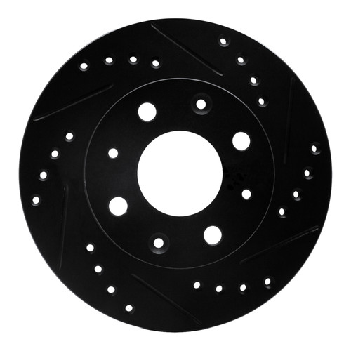 R1 82-83 Honda Accord Sedan Front Right Drilled & Slotted Black Brake Rotor