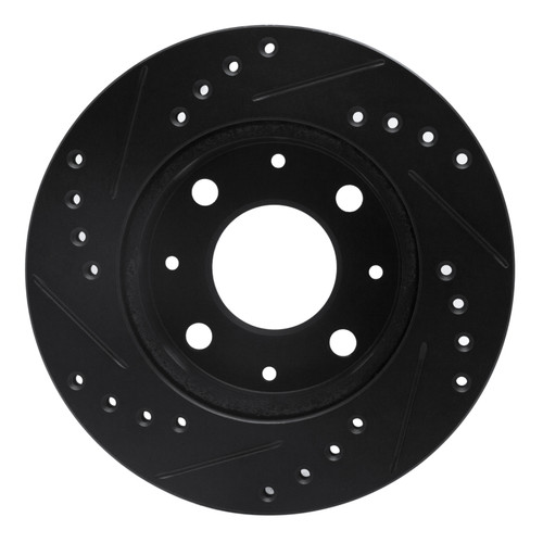 R1 82-83 Honda Accord Sedan Front Right Drilled & Slotted Black Brake Rotor