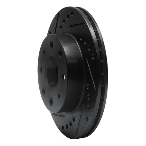 R1 82-83 Honda Accord Hatchback Front Left Drilled & Slotted Black Brake Rotor