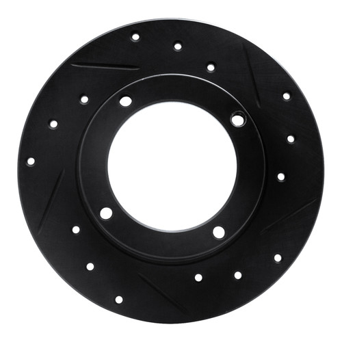 R1 73-79 Honda Civic Front Right Drilled & Slotted Black Brake Rotor