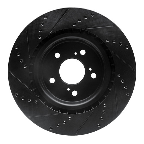 R1 21-25 Acura TLX Front Right Drilled & Slotted Black Brake Rotor