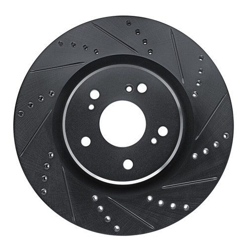 R1 19-25 Acura RDX Front Right Drilled & Slotted Black Brake Rotor