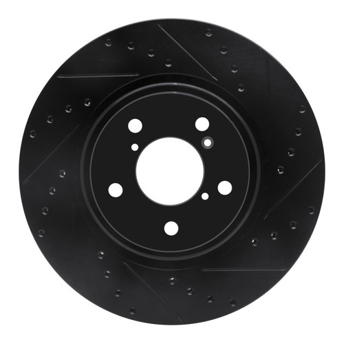 R1 17-20 Acura MDX Front Right Drilled & Slotted Black Brake Rotor