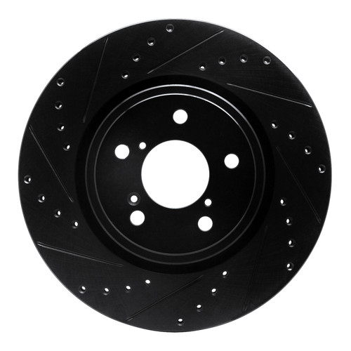 R1 17-20 Acura MDX Front Left Drilled & Slotted Black Brake Rotor