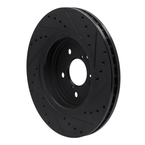 R1 17-20 Acura MDX Front Left Drilled & Slotted Black Brake Rotor