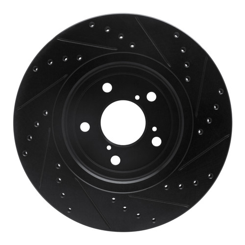 R1 17-20 Acura MDX Front Left Drilled & Slotted Black Brake Rotor