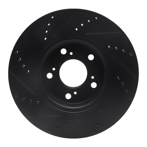 R1 14-20 Acura RLX Front Right Drilled & Slotted Black Brake Rotor