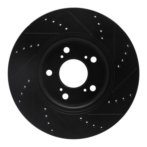 R1 14-20 Acura RLX Front Left Drilled & Slotted Black Brake Rotor