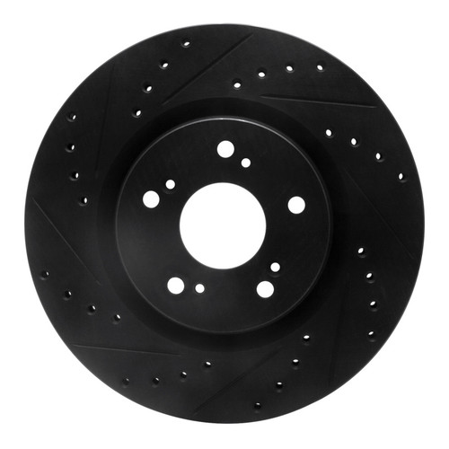 R1 97-05 Acura NSX Rear Left Drilled & Slotted Black Brake Rotor