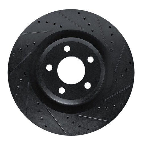 R1 20-25 Ford Explorer Front Right Drilled & Slotted Black Brake Rotor