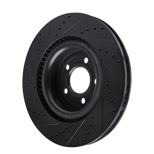 R1 20-25 Ford Explorer Front Right Drilled & Slotted Black Brake Rotor