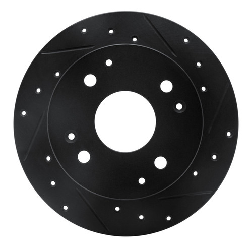 R1 95-98 Acura TL Rear Right Drilled & Slotted Black Brake Rotor