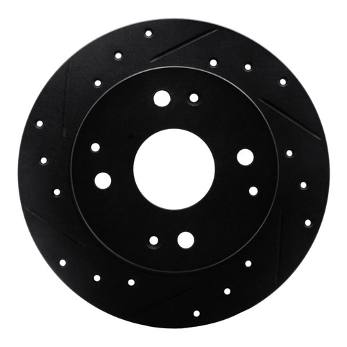 R1 95-98 Acura TL Rear Left Drilled & Slotted Black Brake Rotor