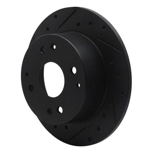 R1 95-98 Acura TL Rear Left Drilled & Slotted Black Brake Rotor