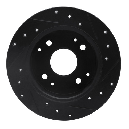 R1 95-98 Acura TL Rear Left Drilled & Slotted Black Brake Rotor