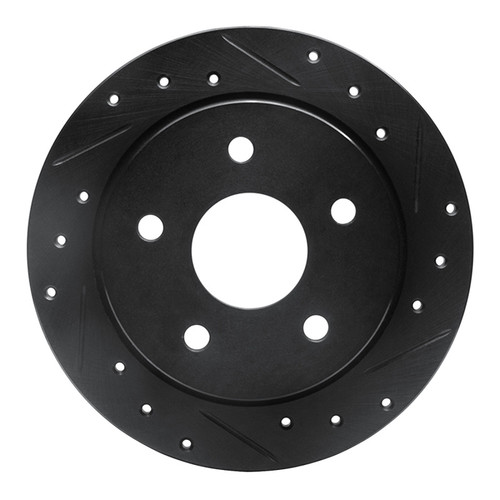 R1 88-89 Merkur SCORPIO Rear Right Drilled & Slotted Black Brake Rotor