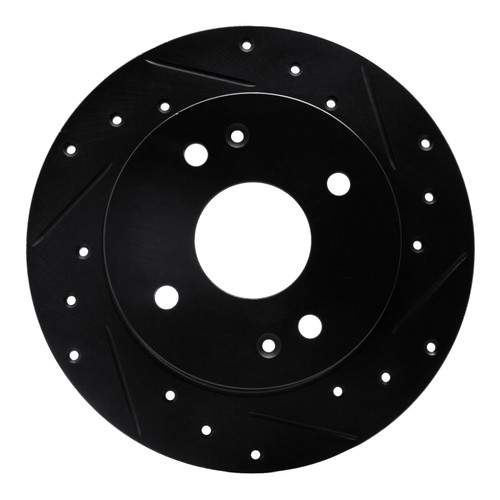 R1 92-94 Acura Vigor Rear Right Drilled & Slotted Black Brake Rotor