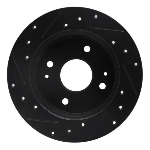 R1 92-94 Acura Vigor Rear Right Drilled & Slotted Black Brake Rotor